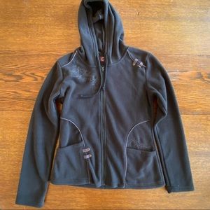 Coline Fleece Zip Up Black with Embroidery S